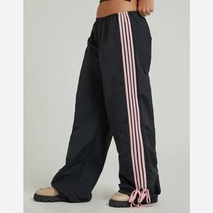 PacSun Black and Pink Bow Track Pants